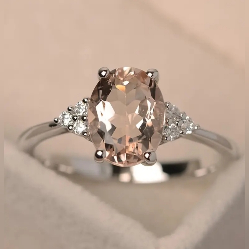Romantic Platinum-Plated Champagne Cubic Zirconium Ring